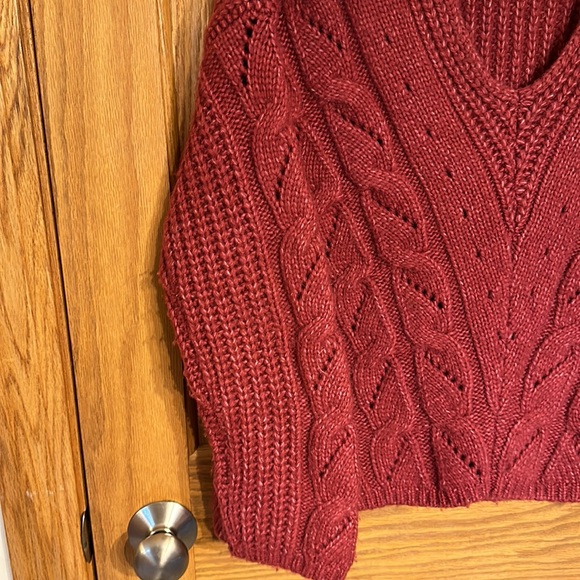 Anthropologie Ramona Pink Berry Cable Knit Sweater with 7% Alpaca  Medium - Picture 5 of 7